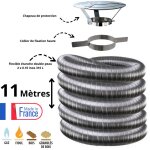 Edilinox - kit tubage flexible double peau inox diam�tre 100 + collier + chapeau longueur du conduit ...