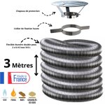 Edilinox - kit tubage flexible double peau inox diam�tre 100 + collier + chapeau longueur du conduit ...
