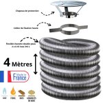 Edilinox - kit tubage flexible double peau inox diam�tre 100 + collier + chapeau longueur du conduit ...
