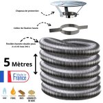 Edilinox - kit tubage flexible double peau inox diam�tre 100 + collier + chapeau longueur du conduit ...