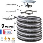 Edilinox - kit tubage flexible double peau inox diam�tre 100 + collier + chapeau longueur du conduit ...