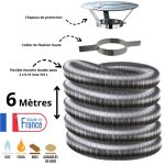 Edilinox - kit tubage flexible double peau inox diam�tre 150 + collier + chapeau longueur du conduit ...