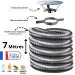 Edilinox - kit tubage flexible double peau inox diam�tre 150 + collier + chapeau longueur du conduit ...