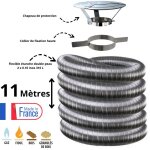 Edilinox - kit tubage flexible double peau inox diam�tre 80 + collier + chapeau longueur du conduit 11 ...