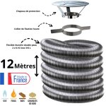 Edilinox - kit tubage flexible double peau inox diam�tre 80 + collier + chapeau longueur du conduit 12 ...
