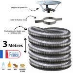 Edilinox - kit tubage flexible double peau inox diam�tre 80 + collier + chapeau longueur du conduit 3 ...