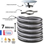 Edilinox - kit tubage flexible double peau inox diam�tre 80 + collier + chapeau longueur du conduit 7 ...