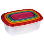 Lot de 6 botes alimentaires empilables en plastique - multicolore - l 25, 5 x l 19, 9 x h 9 cm - livraison ...