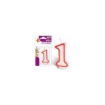 Bougie chiffre 1 ? rouge / blanc ? cire ? anniversaire, f�te, reposter�a