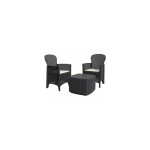 Edm - salon du jardin 2 siges extrieurs deux fauteuils et rcipient de table