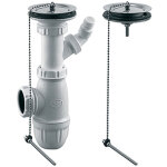 Edouard rousseau - rousseau - bonde + vidage avec bouchon - sans trop plein + siphon pour �vier gr�s ...