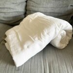 Edredon 2 faces lin blanc et coton garni 75 x blanc 200 cm