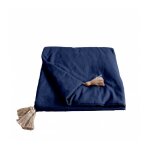 Edredon � pompons matelass� 90 x 190 cm bleu marine - 90x190cm - bleu marine