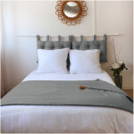 Edredon � pompons matelass� 90 x 190 cm gris - 90x190cm - gris