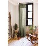 L'effet papillon - lot de 2 rideaux 140 x 300 cm r�glables double gaze de coton romarin
