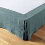 L'effet papillon - cache - sommier gaze de coton 160 x 200 cm gaia bleu canard