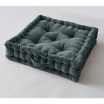 L'effet papillon - coussin de sol 50 x 50 x 10 cm velours de coton c�sar gris ardoise