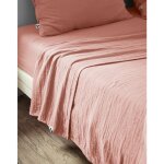 L'effet papillon - drap plat 240 x 300 cm double gaze de coton luxe ga�a rose p�che