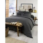 Housse de couette chaude en flanelle 260 x 240 cm candice anthracite