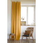 L'effet papillon - rideau ajustable + 8 anneaux pince 140 x 270 cm lin lav� fran�ais luxe soline jaune ...