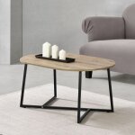 [en. casa] - table basse valdemarsvik ovale 100 x 60 x 47 cm noir effet chne