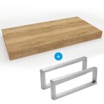 Egger - set naturel plan vasque 80x8x50 cm + 2 fixations porte serviette 45 cm, brun clair (do8050dh ...