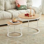 Eggree - lot de 2 tables basses gigognes style scandinave - tables basses rondes pour salon - 60 x 45 ...