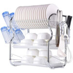 �gouttoir � vaisselle acier inoxydable trois couches avec deux assiettes �gouttoir � vaisselle de cuisine ...