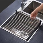 Egouttoir vaisselle inox noir cuisine séchoir à rouleaux repliable et amovible en acier inoxydable pour ... Egouttoir vaisselle inox noir cuisine séchoir à rouleaux repliable et amovible en acier inoxydable pour ...
