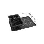 Egouttoir � vaisselle avec plateau en acier chrom� noir mat msv