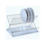 Msv - egouttoir à vaisselle pliant avec plateau en acier chromé blanc Msv - egouttoir à vaisselle pliant avec plateau en acier chromé blanc