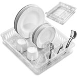 Egouttoir a vaisselle transparent avec sections et plateau amovible 3908874 3908874 3908874