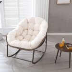 Eifson - fauteuil � bascule, extra large en forme d'?uf en osier avec coussin doux et �pais, style salon ...