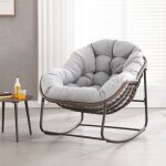 Eifson - fauteuil � bascule, extra large en forme d'?uf en osier avec coussin doux et �pais, style salon ...