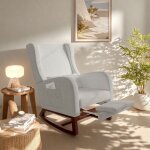 Eifson - fauteuil � bascule, fauteuil � bascule en tissu confortable avec poches des deux c�t�s des accoudoirs ...