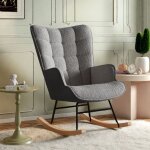 Eifson - rocking chair, fauteuil � bascule en peluche confortable, dossier haut, accoudoirs rembourr�s, ...