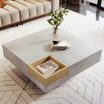 Eifson - table basse carr�e 72 cm avec bo�te de rangement amovible, design color block, combinaison de ...