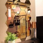 Einemgeld - 12pcs 10 cm hexagonal miroir autocollant mural, bricolage d�coratif 3d hexagone acrylique ...