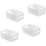 Einemgeld - lot de 4 panier de rangement en plastique blanc, panier plastique rangement, panier en plastique ...