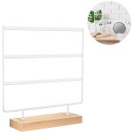 Einemgeld - porte - boucles d'oreilles  3 niveaux, prsentoir  bijoux avec plateau en bois