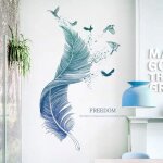 Einemgeld - stickers muraux plume en bleu (12472 cm) i dcoratifs sticker mural oiseaux poster moderne ...