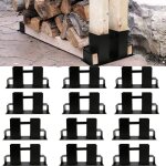Einfeben 12x aide  l'empilage du bois acier enduit, noir, abri en bois bricolage pour bois quarri, ...