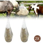 2x filet  foin mailles pour cheval moyen, 3x3cm 120x90cm, blanc - einfeben