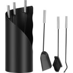 Einfeben 4 accessoires serviteur de chemine , outils de chemine, support + 1 balai, 1 pelle, 1 tisonnier ...