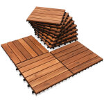 Einfeben 44x dalles de terrasse en bois d?acacia ou bois d?eucalyptus 30 x 30 cm dalle clipsable balcon ...