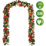 Einfeben guirlande de nol 5 m dcore avec boules et lumires led , vert fentre escalier chemine