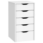 Commode 5 tiroirs eko blanche, meuble de rangement de bureau moderne, 71 x 40 x 43 cm