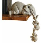 �l�phant �tag�re, m�re �l�phant suspendu 2 b�b�s �l�phants sur le bord, figurines de gardien en r�sine ...