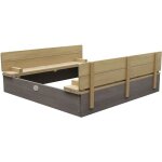 Ella xl bac  sable enfant gris & marron - 120 x 120 cm bac  sable pour enfants en bois fsc avec couvercle ...