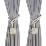 Embrasse pour rideaux beige, 2 pi�ces embrasses de rideaux, embrasses rideau tricot�es � la main, embrasse ...